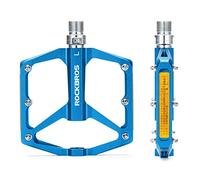 ROCKBROS Pédales VTT BMX Plate en Alliage d'Aluminium - Légères, Antidérapantes, 9/16 Pouces - Pour Vélo de Route, Course, E-Bike, Pliable - Avec Réflecteurs - Noir, Rouge, Bleu, Titane (1 Paire)