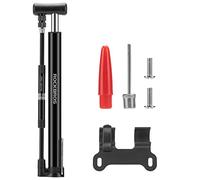 ROCKBROS Petite Pompe à Pneu de Vélo Portable Pompe Mini à Pied Mini Gonfleur Manomètre 120 PSI Léger Valves Presta et Schrader Kit de Raccordement sans Colle Vélo VTT Basket-Ball Scooter Noir/Argent