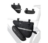 ROCKBROS Sacoche Cadre Vélo 0,73L+1,3L 2 en 1 Amovible Sacoche Guidon Sac Triangulaire Combiné Séparable VTT Bandoulière 75-132cm Réfléchissant Polyester Vélo Course Vélo Route Vélo Électrique Noir