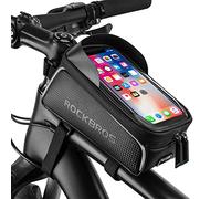 ROCKBROS Sacoche de Cadre Vélo, Support de Téléphone Vélo, Bicyclette Tactile Déperlante pour Smartphone sous 6,3 Pouces avec Housse de Pluie