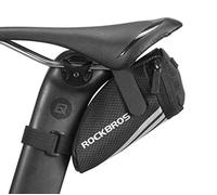 ROCKBROS Sacoche de Selle Vélo Arrière Mini Sac de Queue VTT BMX 0,5L Paquet sous Siège Bandes Réfléchissantes Universel Léger Vélo de Route Ville Cyclime Sangle Scratch Support Nylon 56g/44g Noir