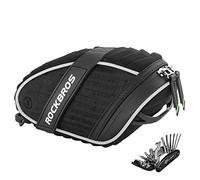 ROCKBROS Sacoche de Selle Vélo avec Outil de Poche, Sac de Siège Arrière 1L, pour VTT VTC Route Pliant Vélo Étanche Réfléchissant Installation Facile, Noir