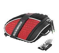 ROCKBROS Sacoche de Selle Vélo avec Outil de Poche, Sac de Siège Arrière 1L, pour VTT VTC Route Pliant Vélo Étanche Réfléchissant Installation Facile, Rouge