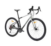 ROCKBROS SPT AL2 Vélo de Route Gravel 700C, Cadre CR-Mo, Gravel Bike avec RX400 2x10 Vitesses, Freins à Disque Hydraulique, pour Hommes Femmes Course Bikepacking, Noir Gris L(175-185 cm)