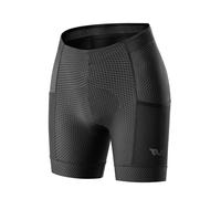 ROCKBROS TVI Cuissard Femme pour Cyclisme Rembourré avec Poche, Short de Cycliste Respirant Fin, Pantalon Vélo Course Court Séchage Rapide Élastique pour Été, Noir L