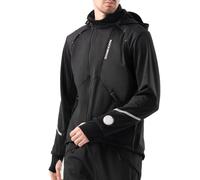 ROCKBROS Veste de Cyclisme Hommes Hiver, Veste VTT Hommes Coupe-vent, Blouson Vélo Chaud d’hiver Vêtement Hiver Polaire Respirant Thermique avec Capuche pour Sports Extérieurs, Noir XL