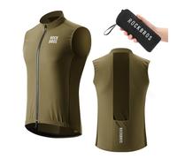 ROCKBROS Veste Sans Manches Cyclisme Homme, Coupe-Vent Légère et Respirante, Gilet Pliable avec Panneau Mesh, Réfléchissant, Idéal Vélo Route, VTT, Marron XL