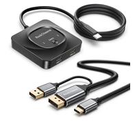 RockCheems Commutateur KVM USB-C : utilisez Apple Studio Display/XDR avec Windows PC et Mac, DisplayPort vers USB-C Bridge, prend en charge les appareils photo/micro/audio/PD intégrés, LG Ultrafine