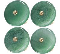 Rockcloud Lot de 4 boutons de tiroir ronds en pierre de cristal, aventurine verte, Reiki, guérison, armoire, porte, avec vis, décoration d'intérieur