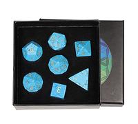 rockcloud Lot de 7 dés polyédriques DND en howlite bleue turquoise, pierres de cristal de guérison, faits à la main avec boîte à dés pour jeux de table, jeux de table, décoration de maison et de