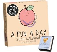 Rockdoodles Calendrier de bureau quotidien 2024 Punny | Calendrier amusant 2024 jour par jour pour la maison ou le bureau, calendrier quotidien 2024 page par jour, calendrier de blagues pour papa avec