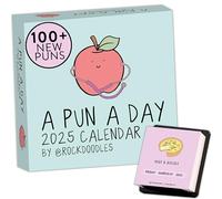 rockdoodles Calendrier quotidien 2025 Punny | Calendrier amusant 2025 jour par jour pour la maison ou le bureau, calendrier quotidien 2025 page par jour, calendrier de blagues pour papa avec pages