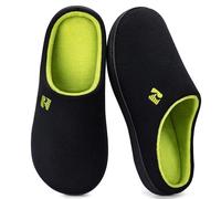 RockDove Chausson en Mousse à Mémoire de Forme à Deux Tons pour Homme, 43.5 EU, noir et vert lime