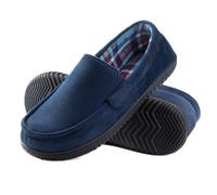 RockDove Chausson Mocassin Doublé Flanelle pour Hommes | Dessus Robuste, Deux Gorges élastiques, Doublure Respirante, Semelle Mousse Mémoire, Antidérapante Semelle, Lavable Machine