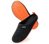 RockDove Chaussons d'intérieur Homme à Deux Tons, Semelle en Caoutchouc Antidérapante, Confortable et Robuste pour la Maison,44 EU,Noir et Orange