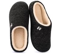 RockDove Pantoufles en mousse à mémoire de forme avec doublure sherpa pour Hommes, 40/41 EU, Noir et Naturel
