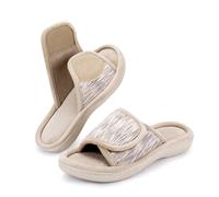 RockDove Pantoufles réglables en mousse à mémoire de forme pour femme, beige, 42/44 EU