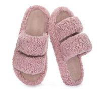 RockDove Pluffie Chaussons Femme Avec Mousse Mémoire | Soutien de la voûte, Douillet, Bout ouvert, Intérieur/extérieur, Lavable en machine, Semelle à mémoire de forme, Confort