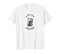 Rocker Chat Porte-Bonheur Maneki Neko - Chat couché - Hardrock T-Shirt Graphique avec Valeur, Homme, Blanc, M