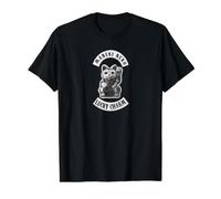 Rocker Chat Porte-Bonheur Maneki Neko - Chat couché - Hardrock T-Shirt Graphique avec Valeur, Homme, Noir, M