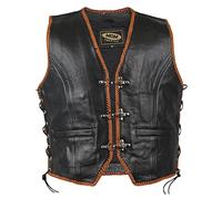Rocker - Gilet moto en cuir Sotona Club 3XL Noir / orange