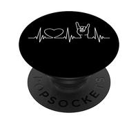 Rocker Horns signe Heartbeat Design J'aime le heavy-metal PopSockets PopGrip Interchangeable
