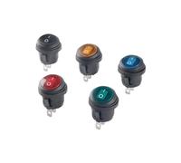 Rocker Round Switches Power Button Switch Red Green Black Blue Yellow LED 3Pin 2Gears 10A On Off NWPNLXEA(Yellow LED)