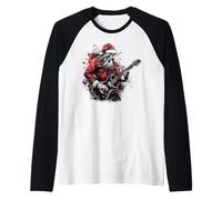Rocker Santa Guitariste électrique Heavy Metal Rebel Xmas Manche Raglan
