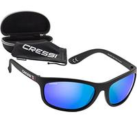 Cressi Rocker Lunettes de Soleil Mixte, Noir/Miroir Lentilles Bleu, M