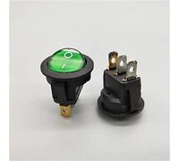 Rocker Switch 20 mm Kcd1 Interrupteur LED 2 0a 12v Les lumières du bouton de la voiture commutateur d'alimentation lumineuse SUR/à bascule rond 3 pins(Green,12V)