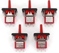 Rocker Switch 5pcs Sh t80-r Série R8016A-P14 3 Épingle momentanée MAMAN- À l'arrêt -MAMAN Se retourner SPDT et interrupteur à palette(5pcs Red)