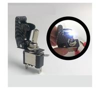 Rocker Switch LED Automobile Modification Arm Push Button Protection Cover 12V 20A For Racing Car Light Toggle Control ON-OFF NWPNLXEA(Black cover white)
