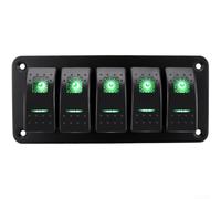 Rocker Switch Panel 2-8 Gang Green LED IP65 Waterproof(5 People)