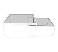 Lot de 2 Tables Basses en Verre "Rocker" 80cm Blanc
