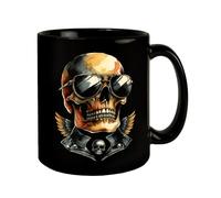 Rocker Tasse en forme de tête de mort noire élégante, Protection solaire, Lunettes de soleil tendance