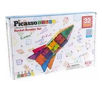 PicassoTiles 32 pièces Magnétique Building Block Rocket Booster Thème Set Aimant Construction Jouet Kit Éducatif Ingénierie STEM Learning Playset Child Brain Development Stacking