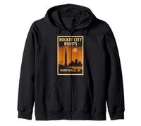 Rocket City Nights Chemise Huntsville AL Moon Skyline Space Sweat à Capuche