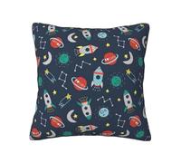 Rocket Clipart Housse de coussin en velours imprimé vaisseau spatial Décoration d'intérieur, pour lit, canapé et salon Housses de coussin et beaucoup d'autres occasions Oreiller carré 50,8 x 50,8 cm