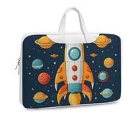 Rocket Clipart Sac à bandoulière en cuir imprimé vaisseau spatial pour homme et femme Sac à bandoulière pour voyage d'affaires bureau sac à bandoulière pour ordinateur portable, Style blanc, 42x30.5cm