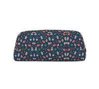 Rocket Clipart Trousse à crayons en cuir avec impression de vaisseau spatial, trousse élégante et pratique pour étudiants, parfaite pour le bureau et l'école, doré, Taille unique, Trousse de