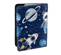 Rocket Étui de passeport en cuir synthétique imprimé panda astronaute géant pour homme et femme, 16,5 cm, Noir , Taille unique