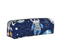 Rocket Giant Trousse à crayons cylindrique en cuir avec fermeture éclair Motif panda astronaute, blanc, Taille unique, Sac à dos d'école