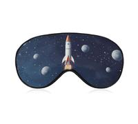 Rocket in Space Masque de sommeil anti-lumière confortable et doux avec bande élastique, convient pour homme et femme, convient pour les voyages et le sommeil