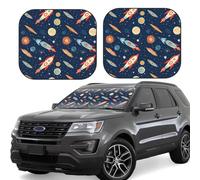 Rocket in Space Pare-soleil de voiture 2 pièces pliable pour pare-brise avant de voiture pare-soleil universel pour fenêtre avant de voiture