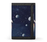 Rocket in Space Portefeuille minimaliste à trois volets pour homme Design moderne et tendance Pour cartes et espèces