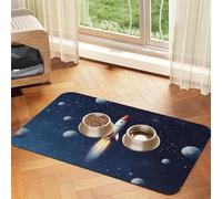 Rocket in Space Tapis d'alimentation absorbant en cuir PU pour chien et chat - Protège les sols - Dos en caoutchouc antidérapant - Facile à nettoyer - 40 x 60 cm
