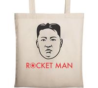 Rocket Man Funny Kim Jong Un Sac fourre-tout en coton écologique naturel Beige