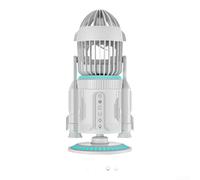 Rocket Ventilateur de bureau créatif rechargeable par USB, ventilateur à brume oscillante silencieuse avec lumière LED multifonction (blanc)