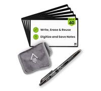 Rocketbook Cloud Cards - Fiches réutilisables écologiques avec 1 stylo Pilot FriXion ColorStick et 1 chiffon en microfibres inclus - Lot unique de 40 pièces