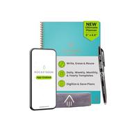 Rocketbook Planificateur flexible, réutilisable, non daté, intelligent, format exécutif 15,2 x 22,4 cm, bleu sarcelle, quotidien, hebdomadaire, mensuel, calendrier annuel, tâches, objectifs